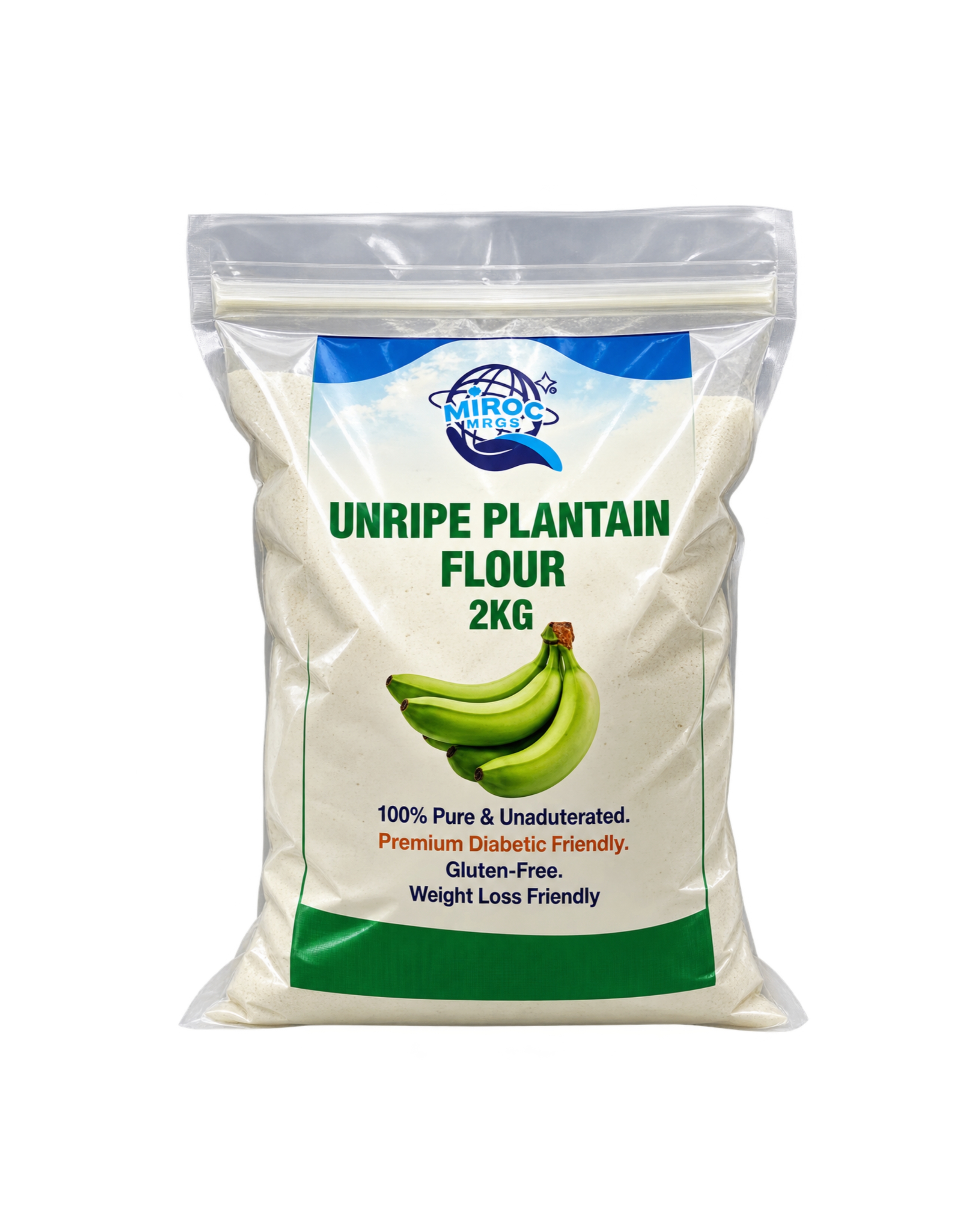 MiROC Unripe Plantain Flour 2KG (4.4LBS)