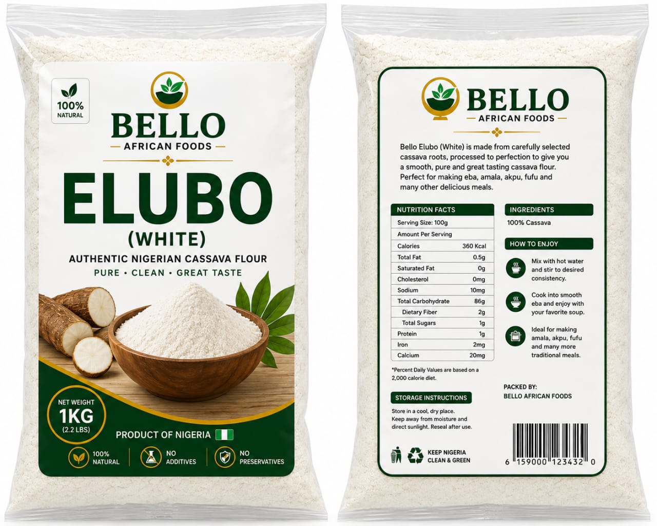 Bello African Foods ELUBO (White) -1kg
