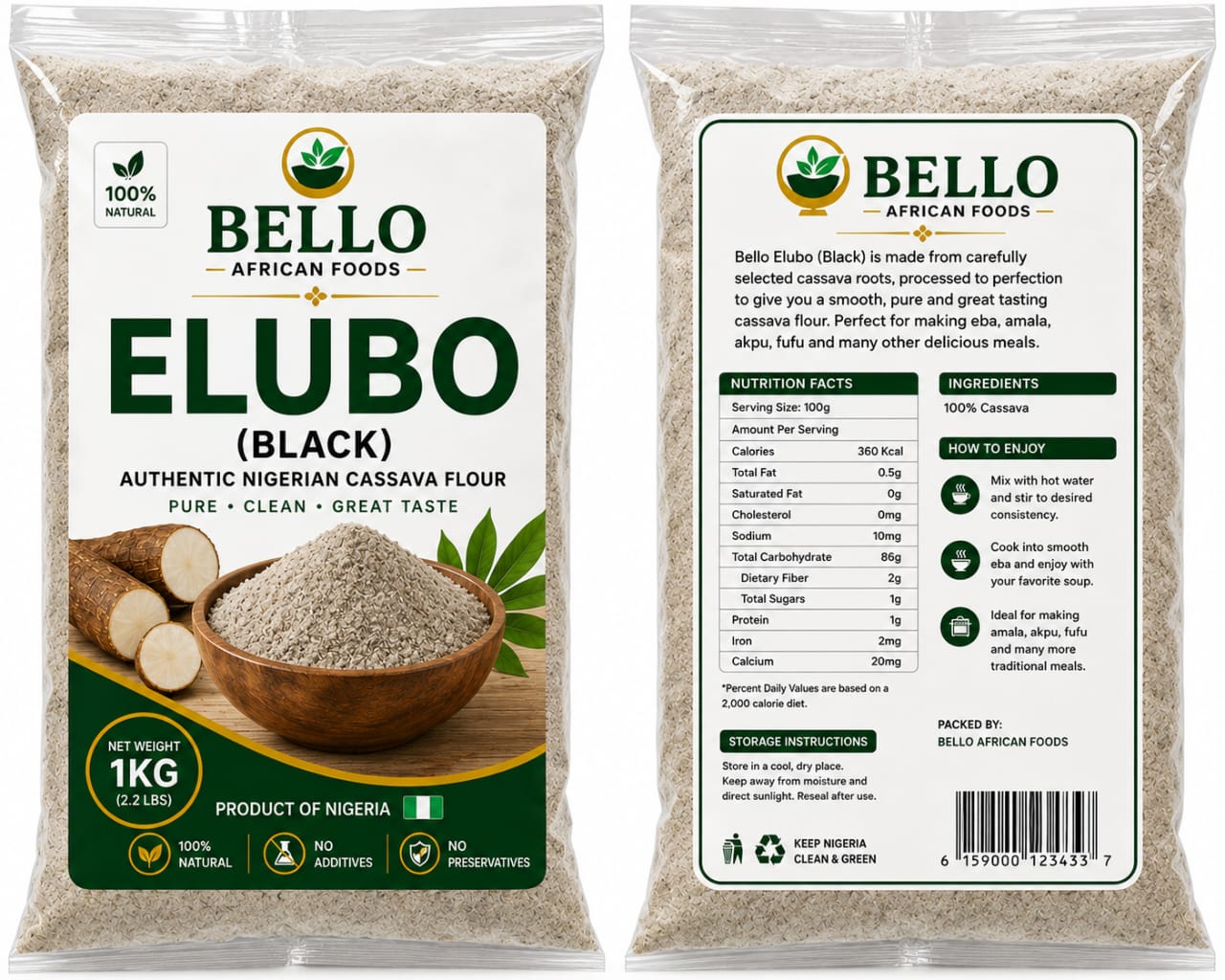 Bello African Foods ELUBO (Black) -1kg