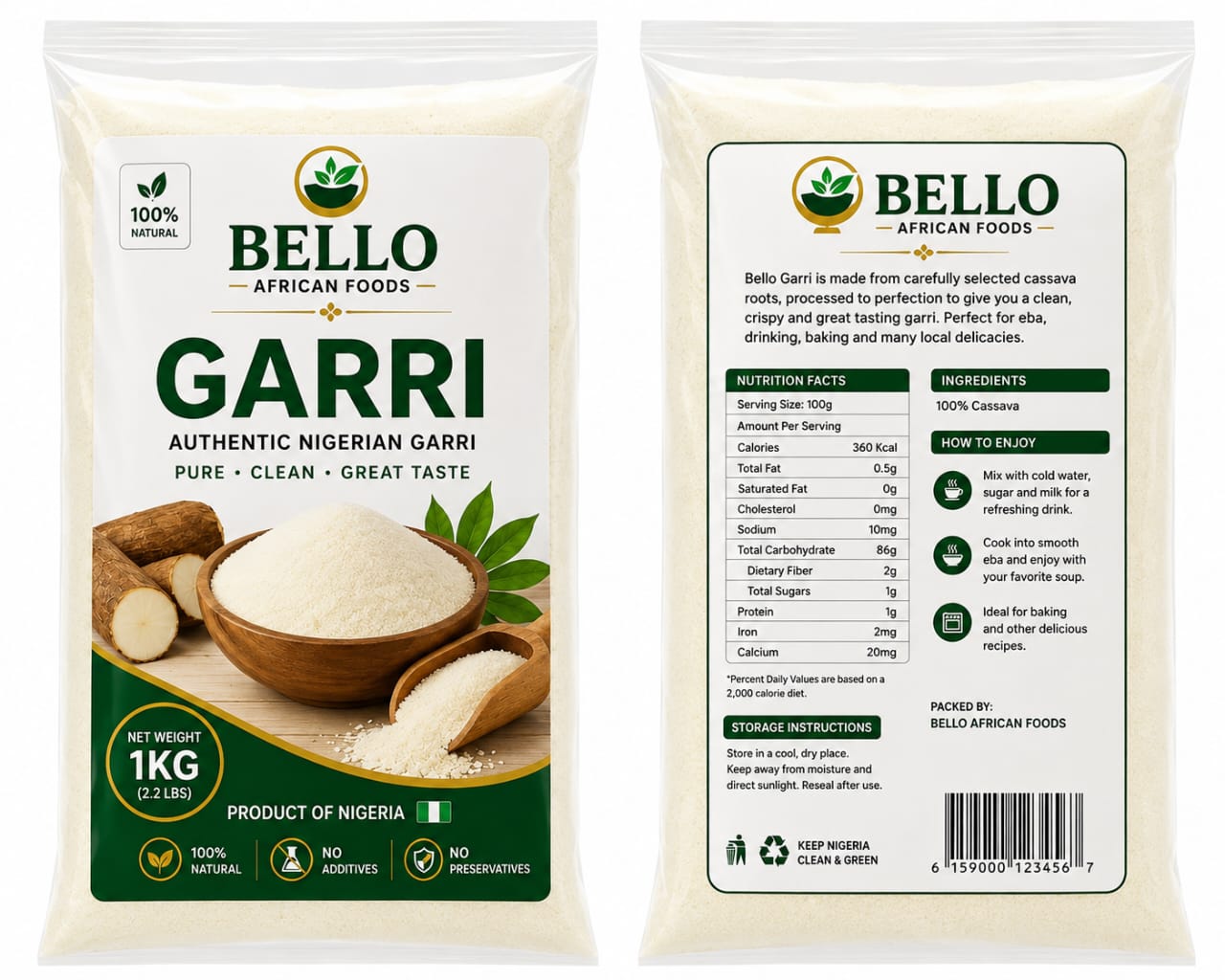 Bello African Foods Garri (White) -1kg