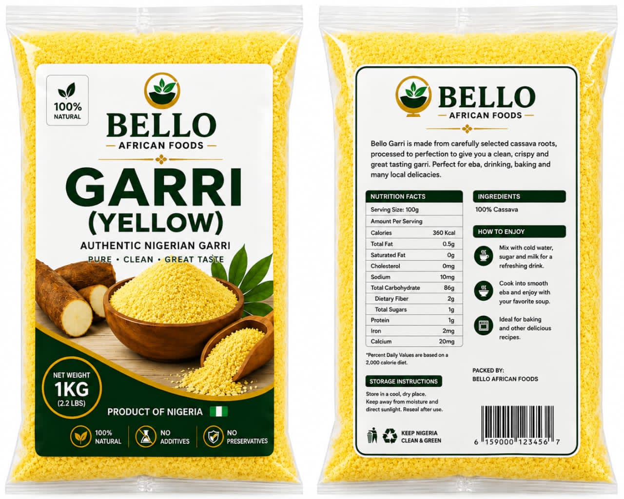Bello African Foods Garri (Yellow) -1kg