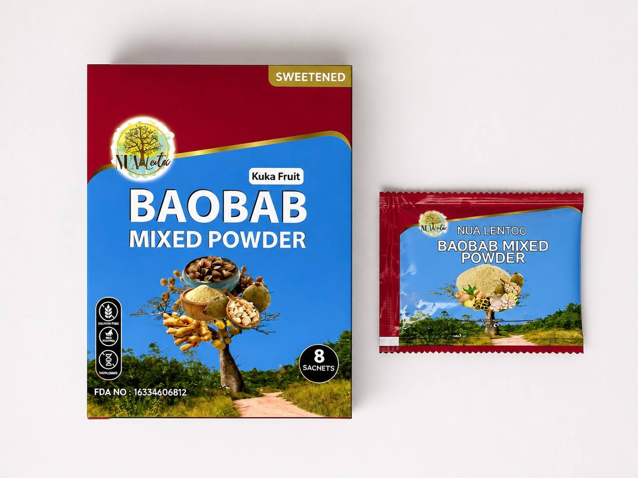 Sweetened NUA Lentoc Baobab Mixed Fruit Powder