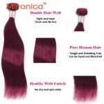 Straight Human Hair Bundles Brazlian Hair Extensions for African American 99J# Remy Hair Weaving Weft Human Hair Natural Pieces - Image 2