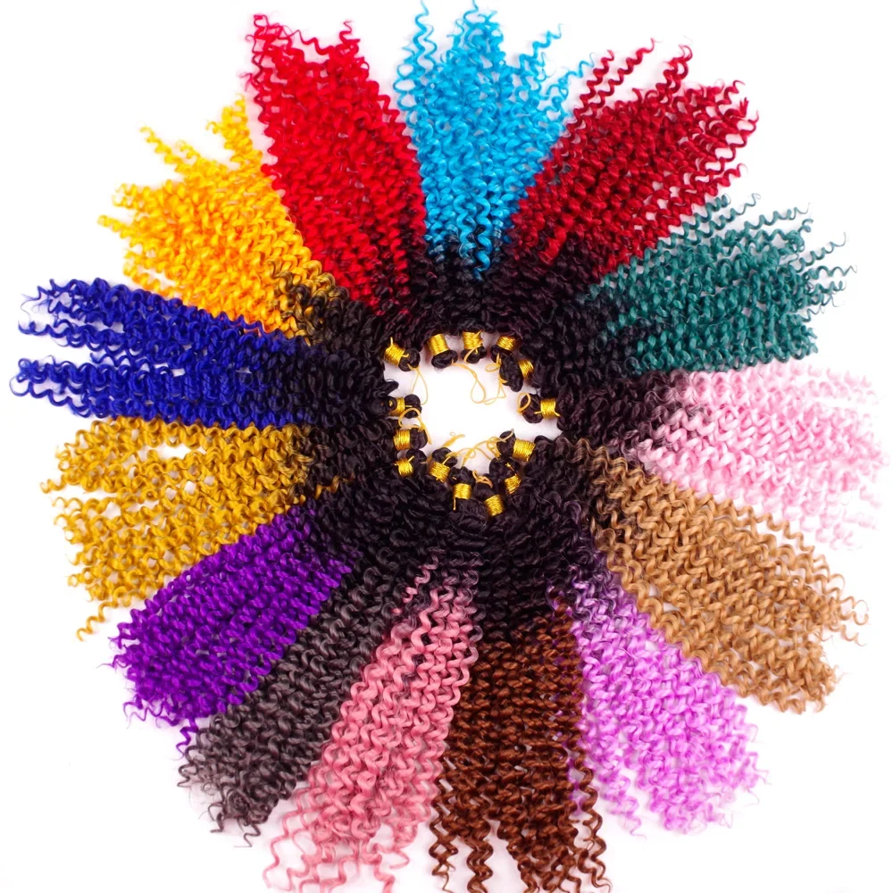 kf-S0870809cc6ec435a88a645ee3b556497d-14-Inch-Water-Twist-Deep-Wave-Braiding-Hair-Natural-Synthetic-Hair-For-Weaving-Crochet-Braid-Ombre 14 Inch Water Twist Deep Wave Braiding Hair Natural Synthetic Hair For Weaving Crochet Braid Ombre Blue African Curls - Image 4