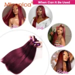 Straight Human Hair Bundles Brazlian Hair Extensions for African American 99J# Remy Hair Weaving Weft Human Hair Natural Pieces - Image 6