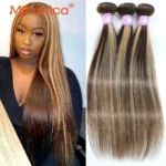 Bone Straight Highlight P4/27 Human Hair 1/3/4Bundles Brazilian Human Remy Hair Extension for African American Women 100G/Pcs