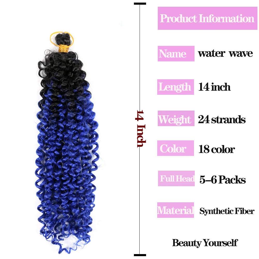 kf-Sb0701302b6e44bad8bbb3884389dfd6e5-14-Inch-Water-Twist-Deep-Wave-Braiding-Hair-Natural-Synthetic-Hair-For-Weaving-Crochet-Braid-Ombre 14 Inch Water Twist Deep Wave Braiding Hair Natural Synthetic Hair For Weaving Crochet Braid Ombre Blue African Curls - Image 6