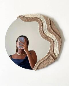 Mirror with jute wall decorator