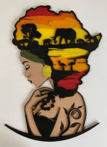 African Map Wooden Image