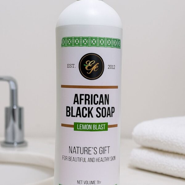 1 Liter - Efe African Black Soap Bath Gel - Lemon Blast