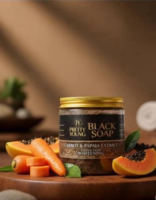 Pretty Young Carrot and Papaya Skin Repair African Black Soap Pretty Young Carrot and Papaya Skin Repair African Black Soap - Image 1