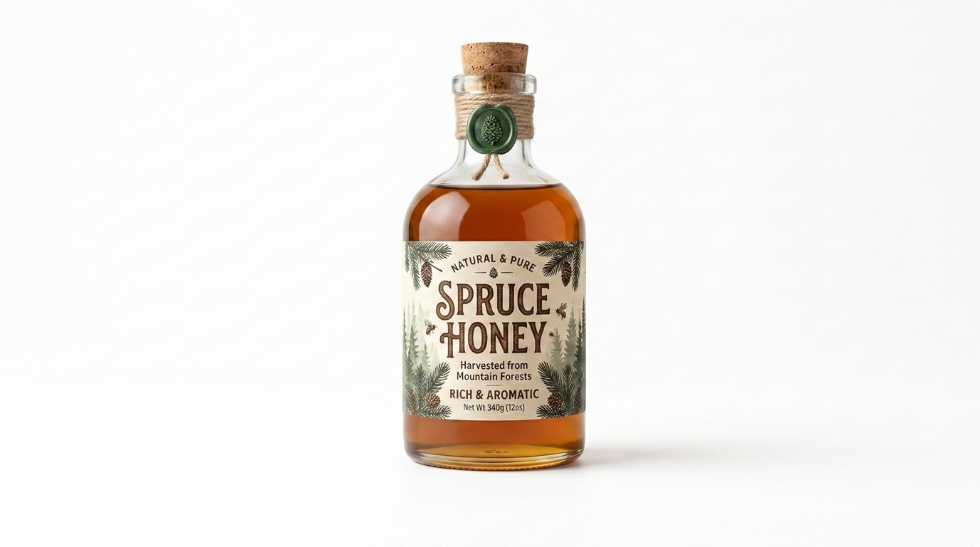 Spruce_Honey_in_bottle_202606021900 Pure Spruce Honey - Image 1